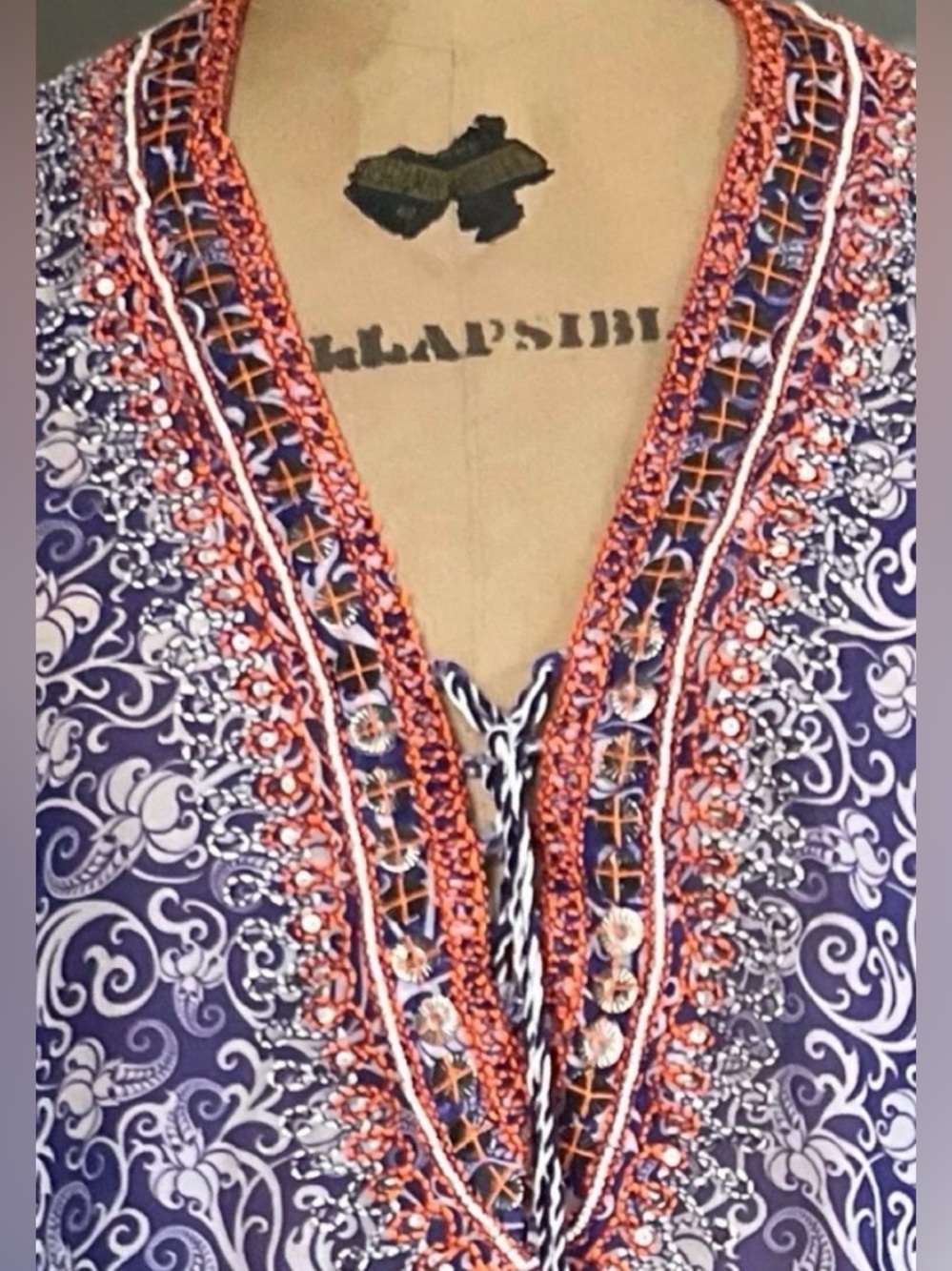TAJ Sabrina Crippa Beaded 100% Silk Lightweight Top XS - Picture 7 of 13